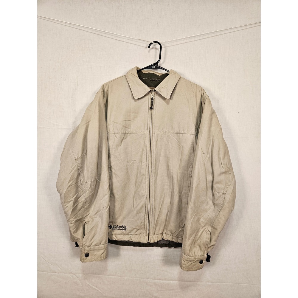 Columbia Sportswear Mens Tan Canvas Full Zip Work Jacket SM5002 Size M